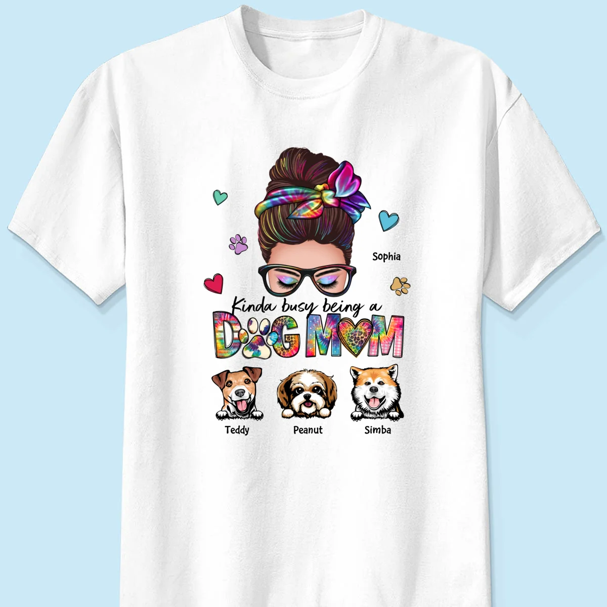 Kinda Busy Being A Dog Mom Messy Bun Personalized Shirt - Image 7