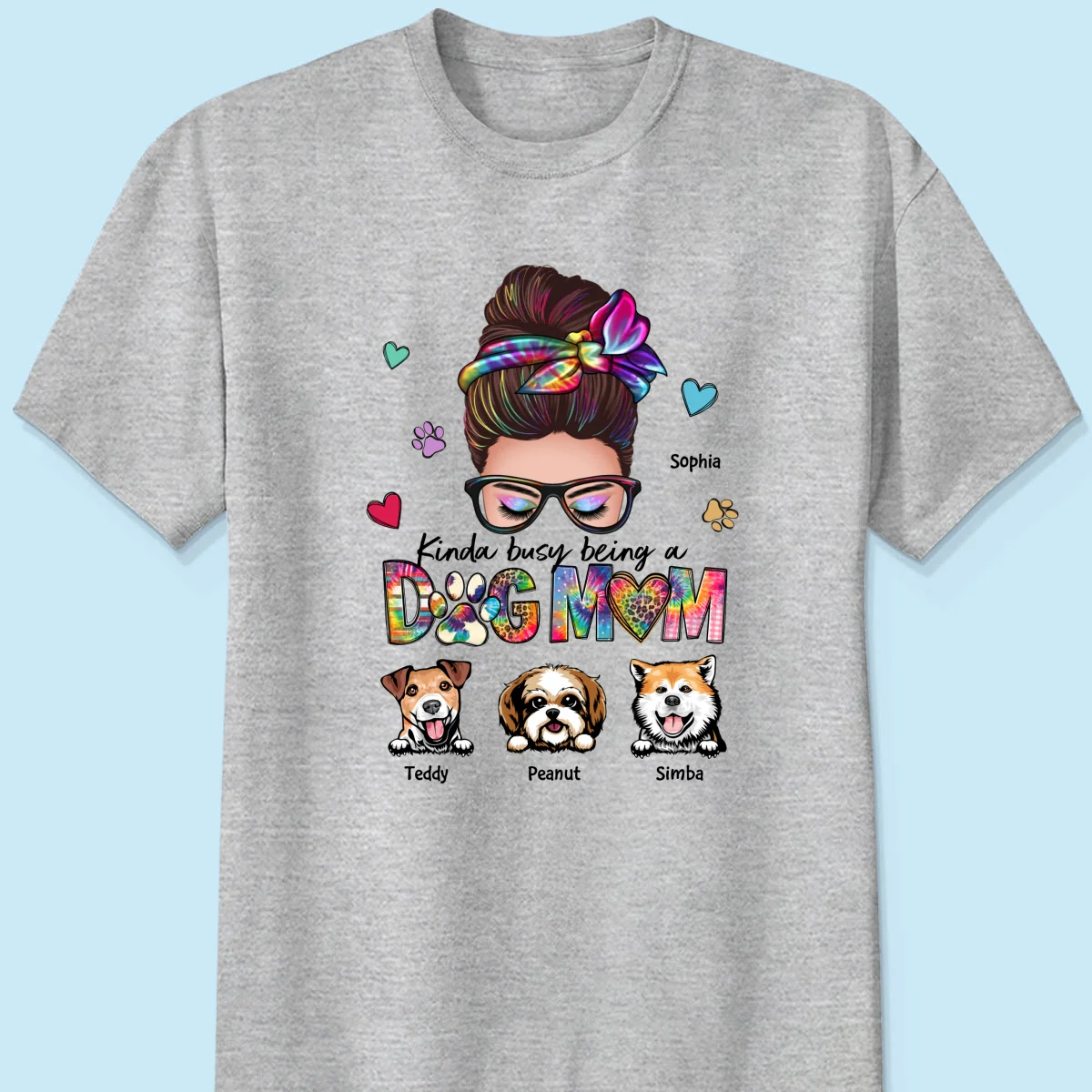 Kinda Busy Being A Dog Mom Messy Bun Personalized Shirt - Image 8