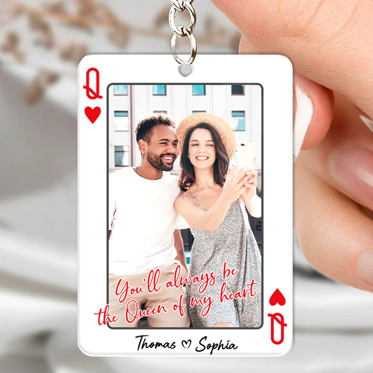 King/Queen Of My Heart Couple Custom Photo - Personalized Acrylic Keychain - Valentine's Day Gift, Anniversary Gift For Him, For Her - Image 2