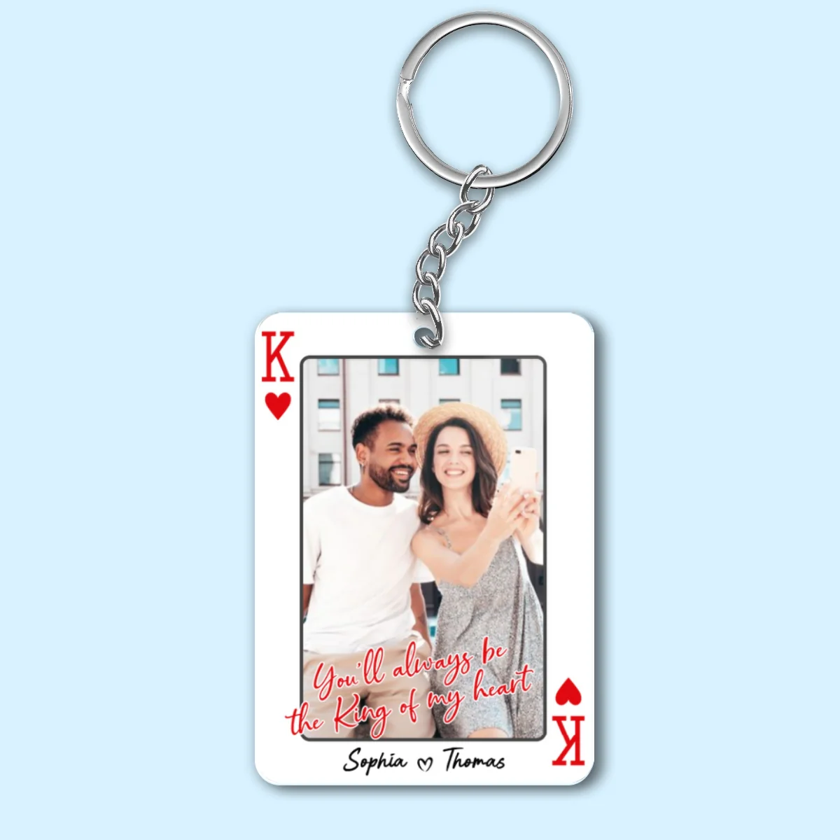 King/Queen Of My Heart Couple Custom Photo - Personalized Acrylic Keychain - Valentine's Day Gift, Anniversary Gift For Him, For Her - Image 7