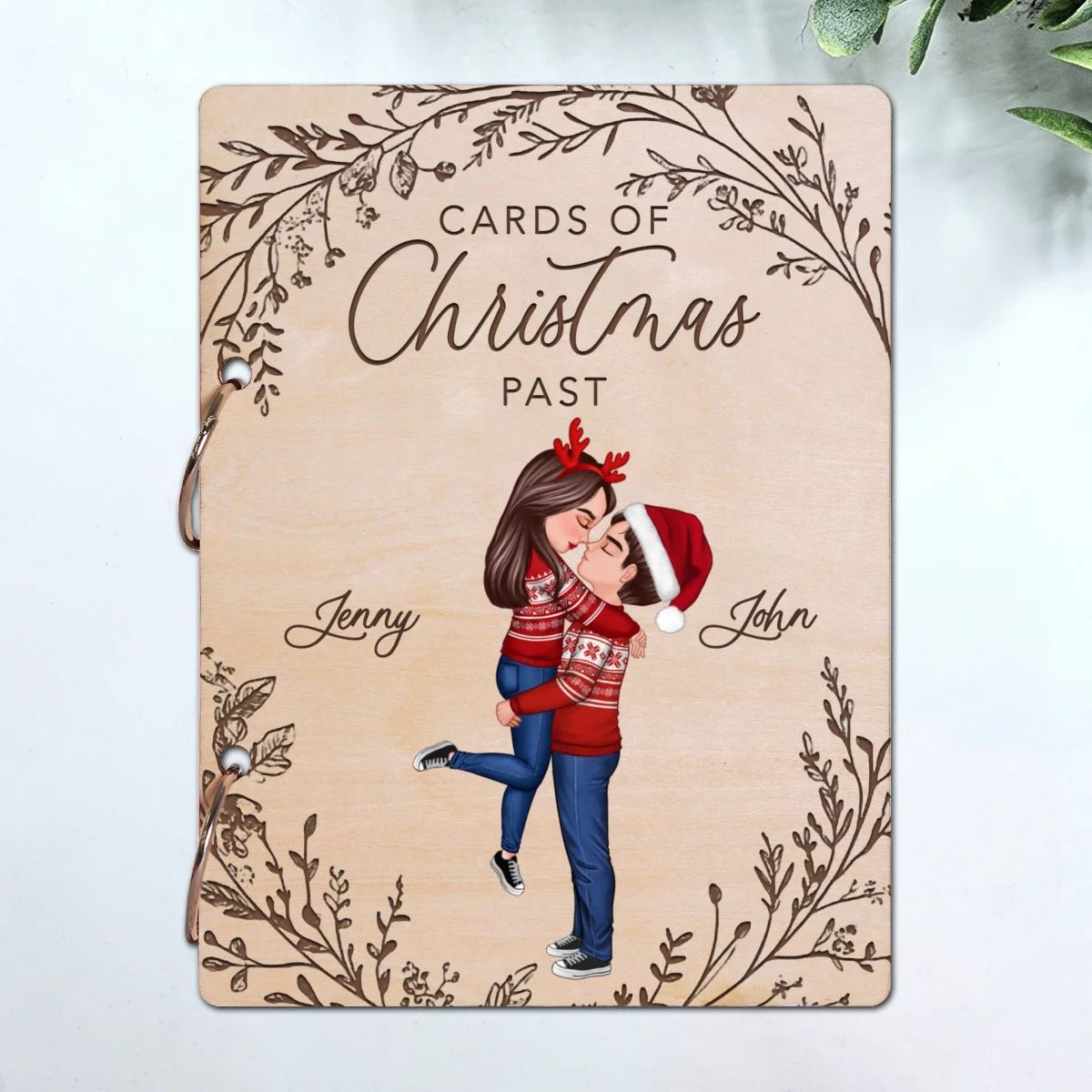 Kissing Couple Christmas Card Storage Personalized Christmas Card Keeper - Image 10