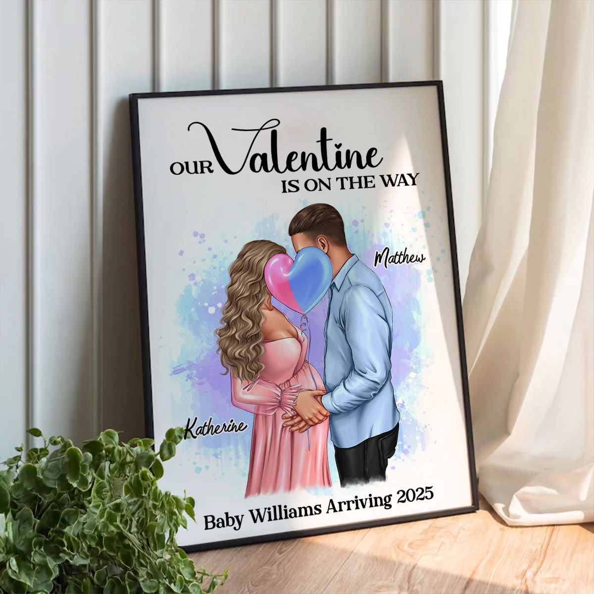 Kissing Couple, Expecting Parents, Pregnancy Couple Personalized Poster, Gift, Pregnancy Announcement - Image 2