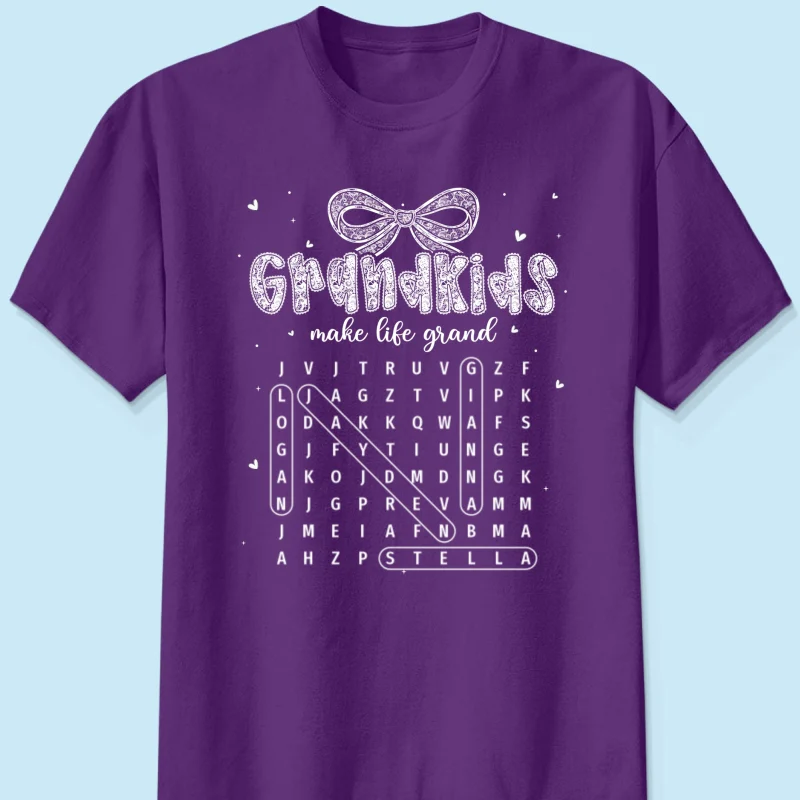 Lace Pattern Grandma Custom Grandkids Names Word Search Puzzle - Personalized Shirt - Gift For Grandma - Image 16