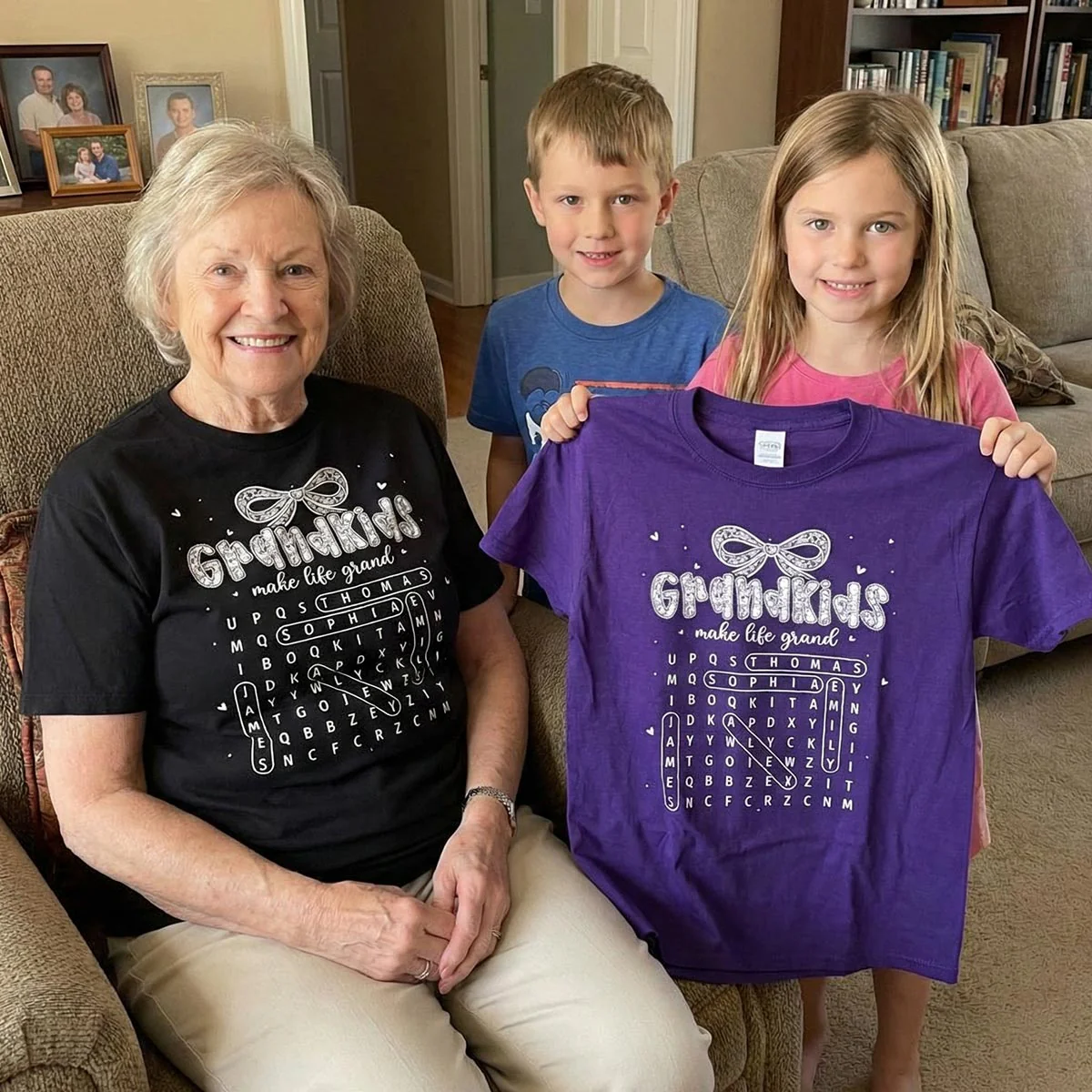 Lace Pattern Grandma Custom Grandkids Names Word Search Puzzle - Personalized Shirt - Gift For Grandma - Image 8