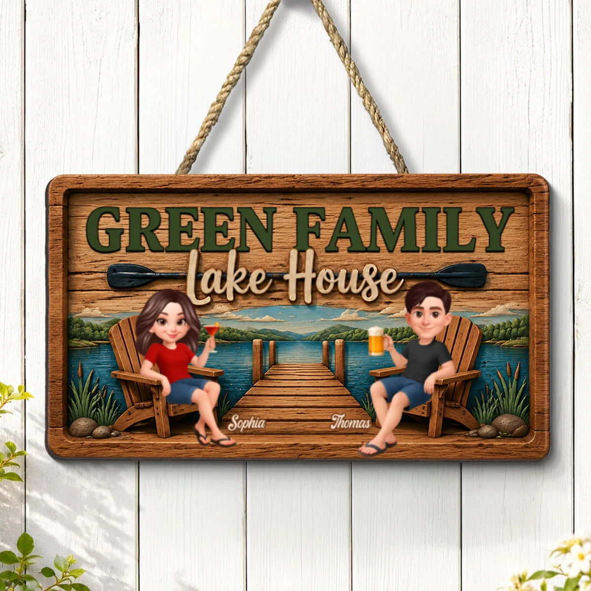 Lake House Retreat Family - Personalized Wood Sign - Gift For Couple, Family, Summer Decorations - Image 11
