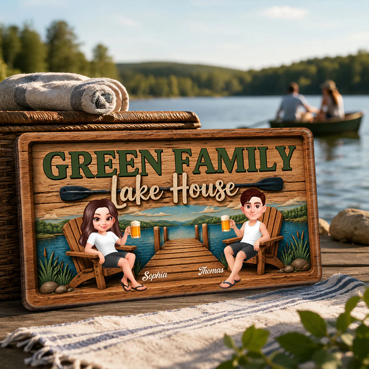 Lake House Retreat Family - Personalized Wood Sign - Gift For Couple, Family, Summer Decorations - Image 3