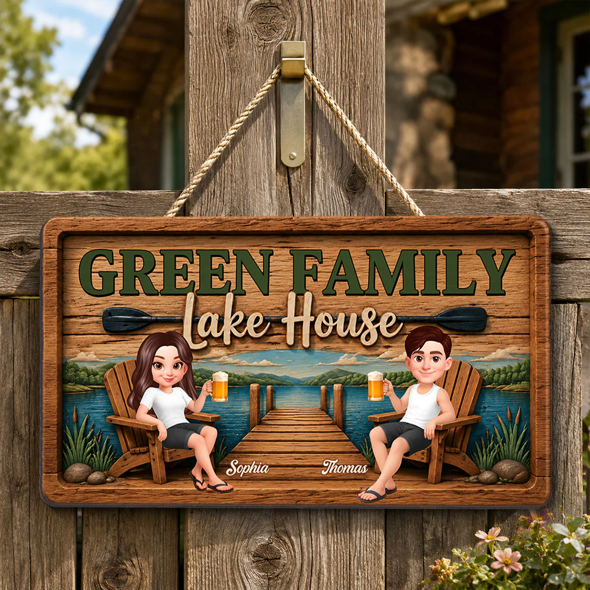 Lake House Retreat Family - Personalized Wood Sign - Gift For Couple, Family, Summer Decorations - Image 7