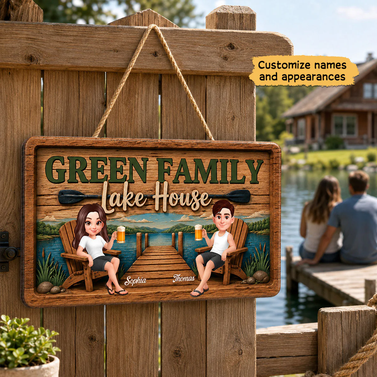Lake House Retreat Family - Personalized Wood Sign - Gift For Couple, Family, Summer Decorations - Image 9