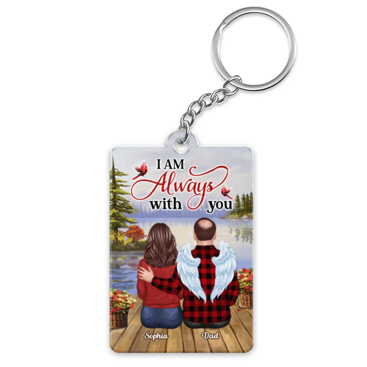 Lake Landscape Always With You Family Members Memorial Remembrance Gift Personalized Acrylic Keychain - Image 4