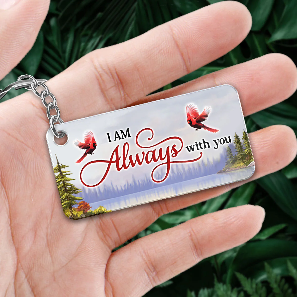 Lake Landscape Whole Back View Family Sitting Remembrance Gift Memorial Personalized Acrylic Keychain - Image 2