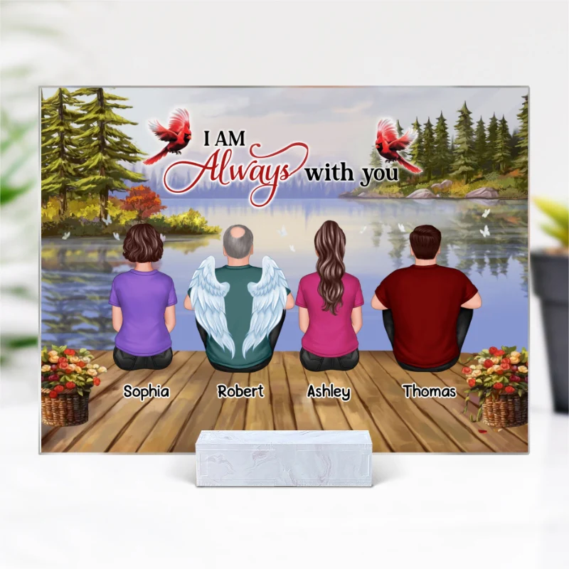 Lake Landscape Whole Back View Family Sitting Remembrance Gift Memorial Personalized Acrylic Plaque - Image 4