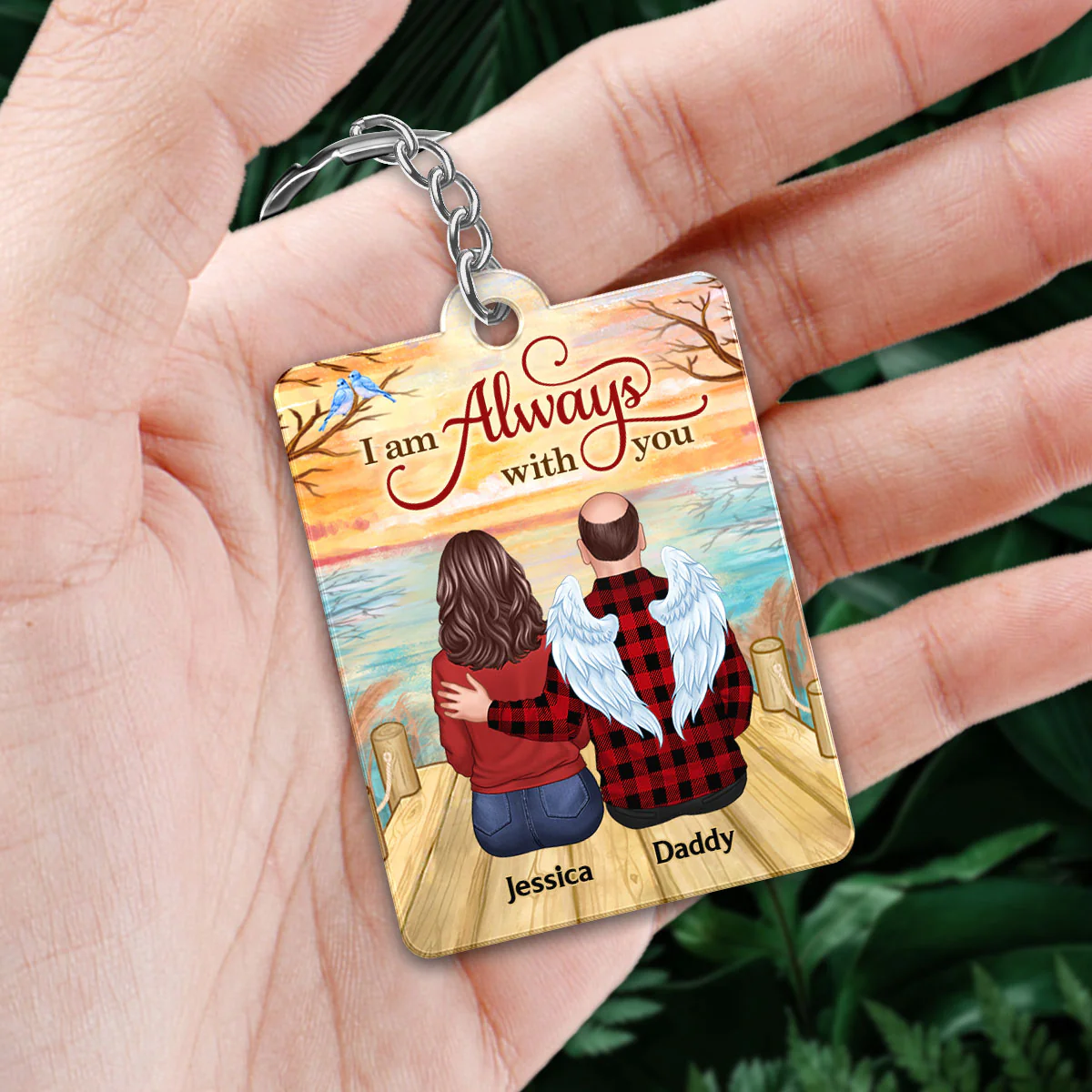 Lake View Always With You Family Members Memorial Remembrance Gift Personalized Acrylic Keychain - Image 2