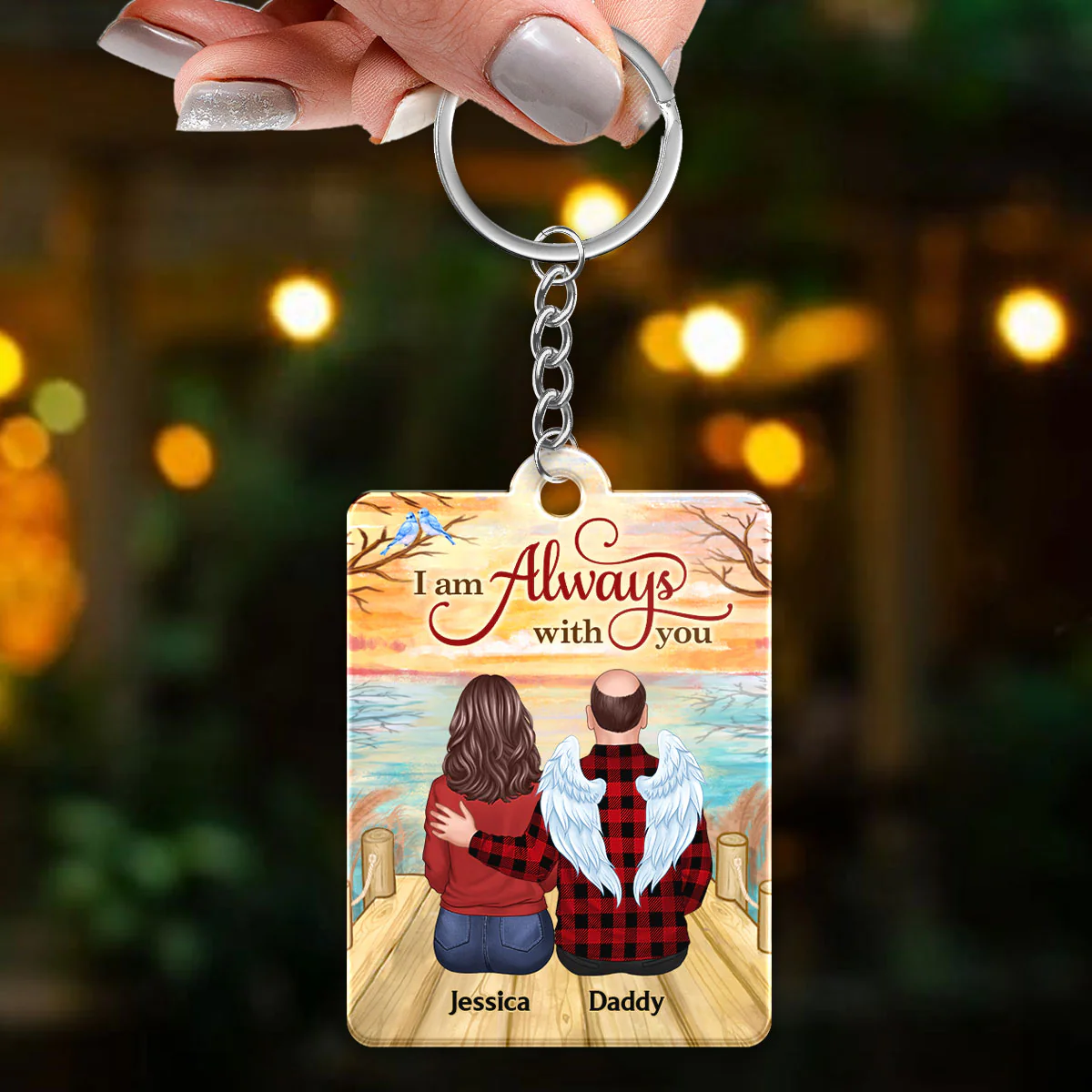 Lake View Always With You Family Members Memorial Remembrance Gift Personalized Acrylic Keychain - Image 3
