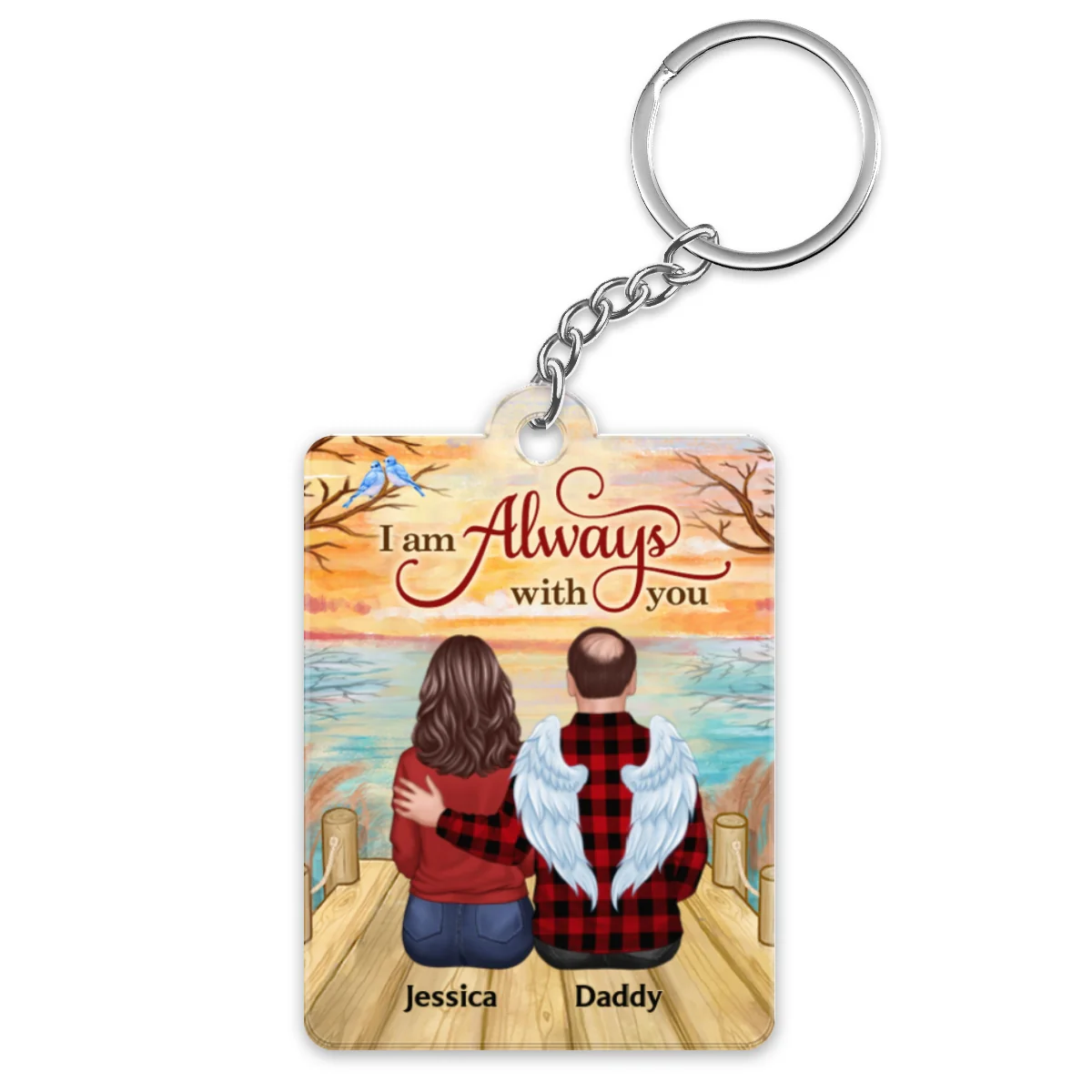 Lake View Always With You Family Members Memorial Remembrance Gift Personalized Acrylic Keychain - Image 4
