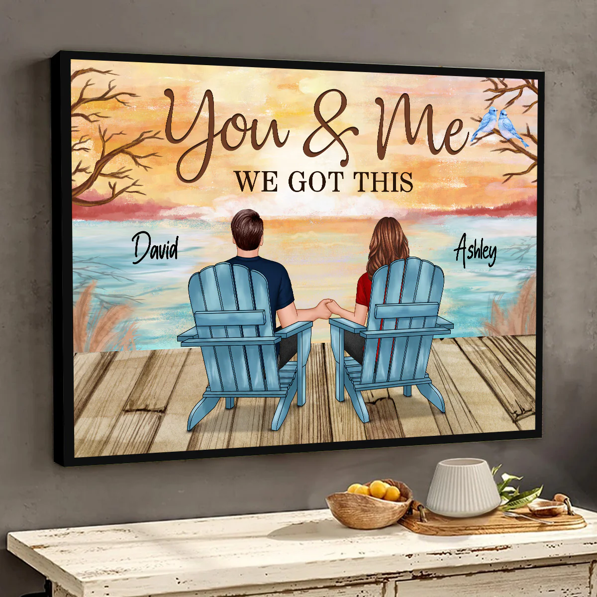 Lake View Back View Couple You & Me We Got This Personalized Horizontal Poster - Image 3