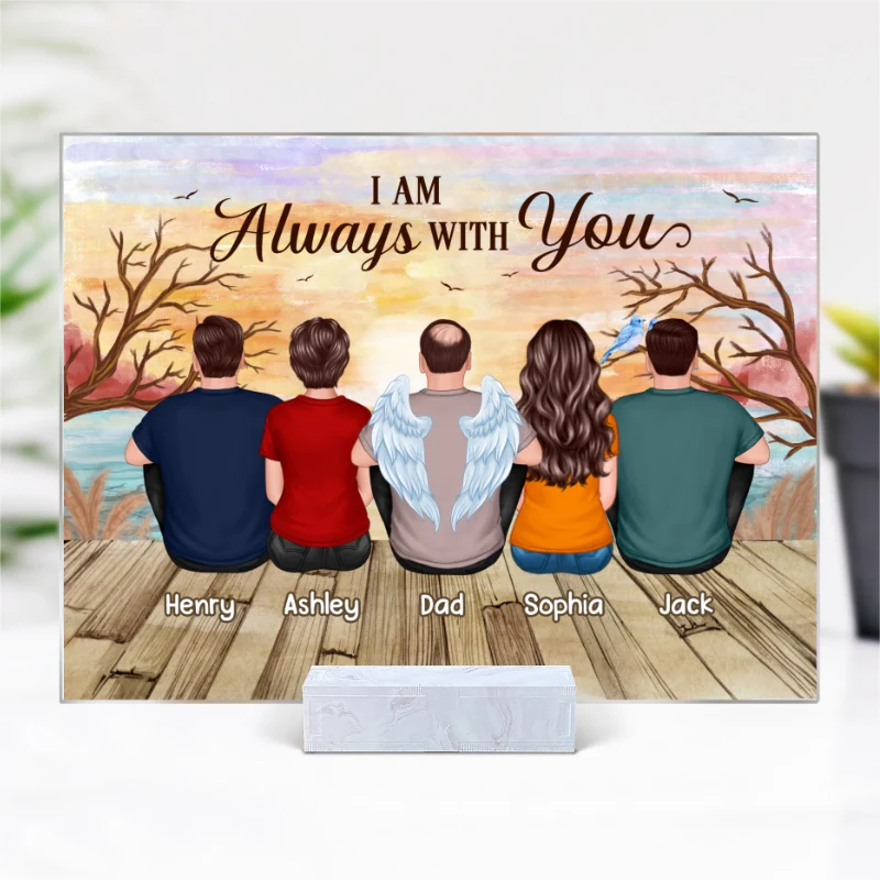 Lake View Whole Back View Family Sitting Remembrance Gift Memorial Personalized Acrylic Plaque - Image 4