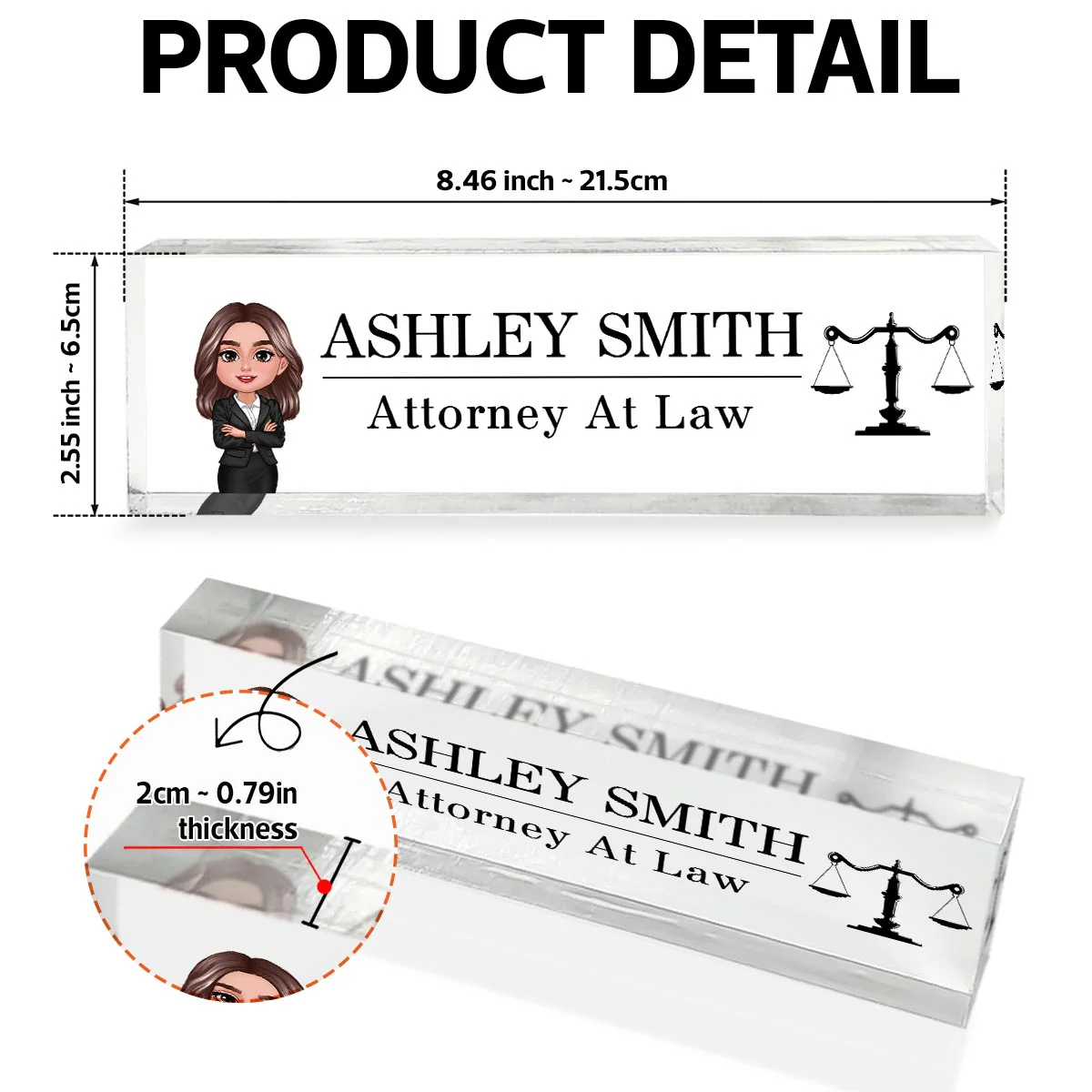 Lawyer Attorney Personalized Acrylic Desk Name Plate, Office Decor, Appreciation Gift, Graduation Gift - Image 7
