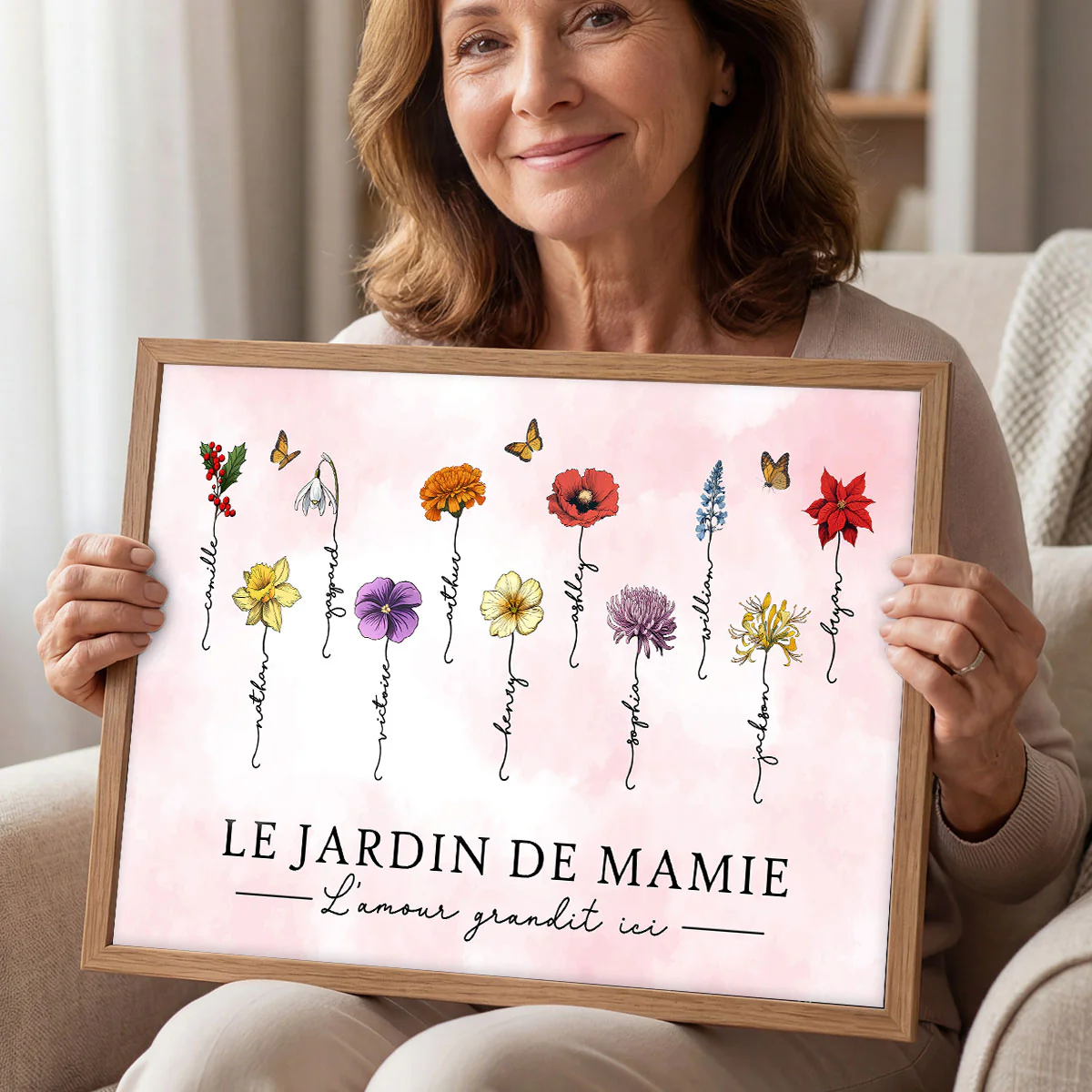 Le Jardin de Mamie Fleurs de Naissance - Affiche Personnalisée - Cadeau de Fête des Mères - Image 10