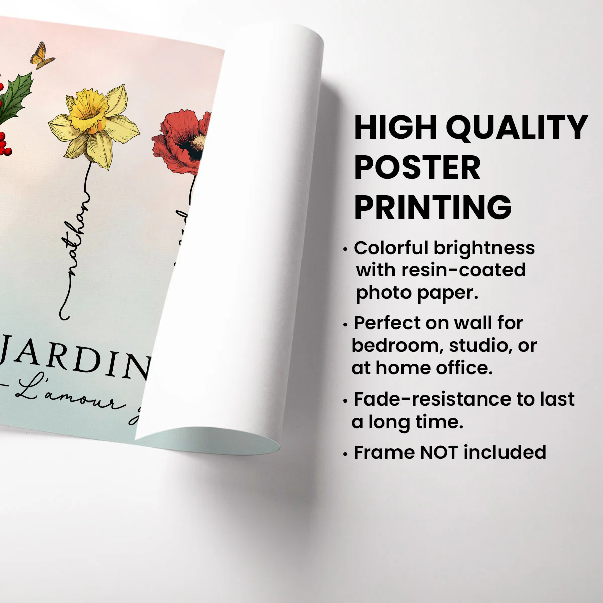 Le Jardin de Mamie Fleurs de Naissance - Affiche Personnalisée - Cadeau de Fête des Mères - Image 7
