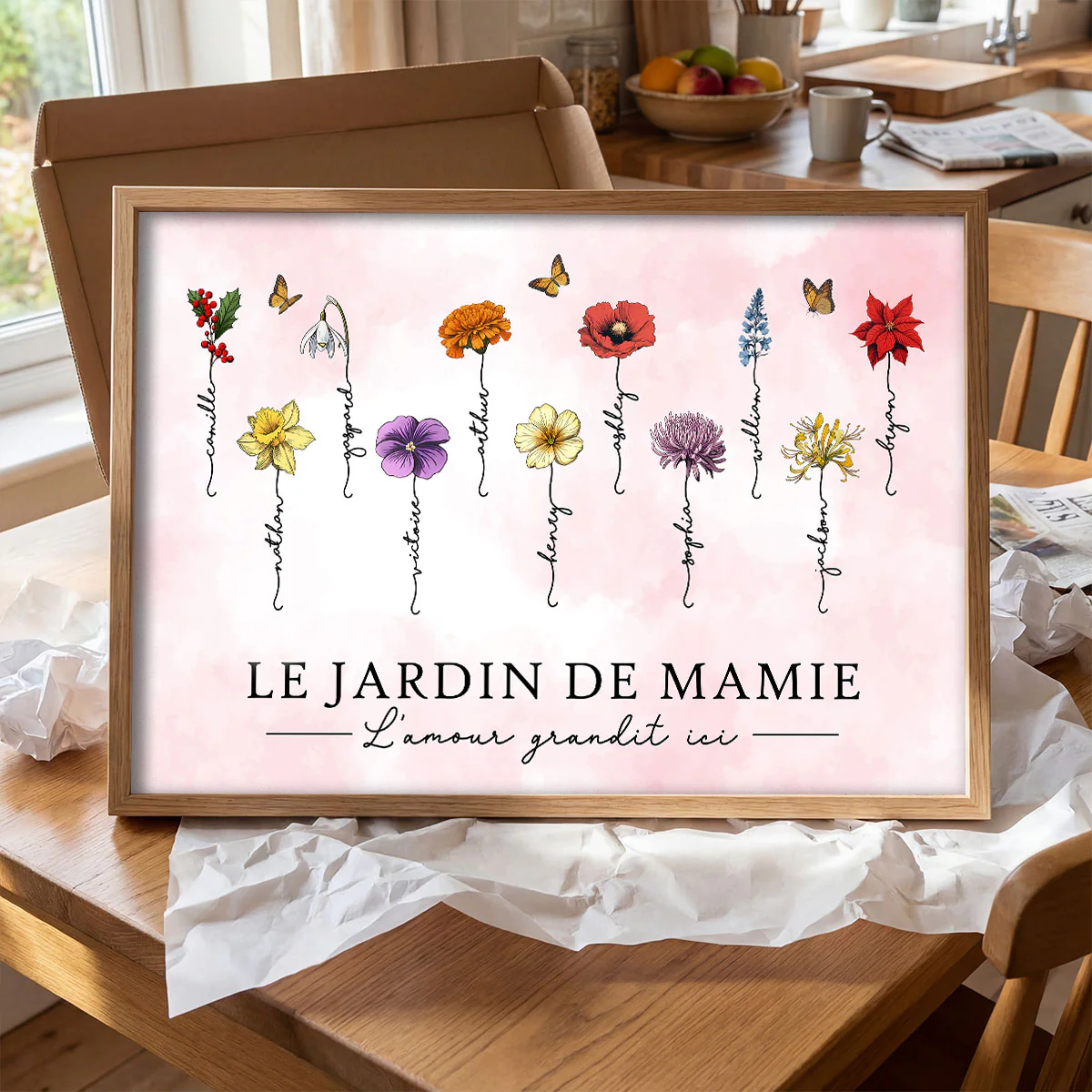 Le Jardin de Mamie Fleurs de Naissance - Affiche Personnalisée - Cadeau de Fête des Mères - Image 9