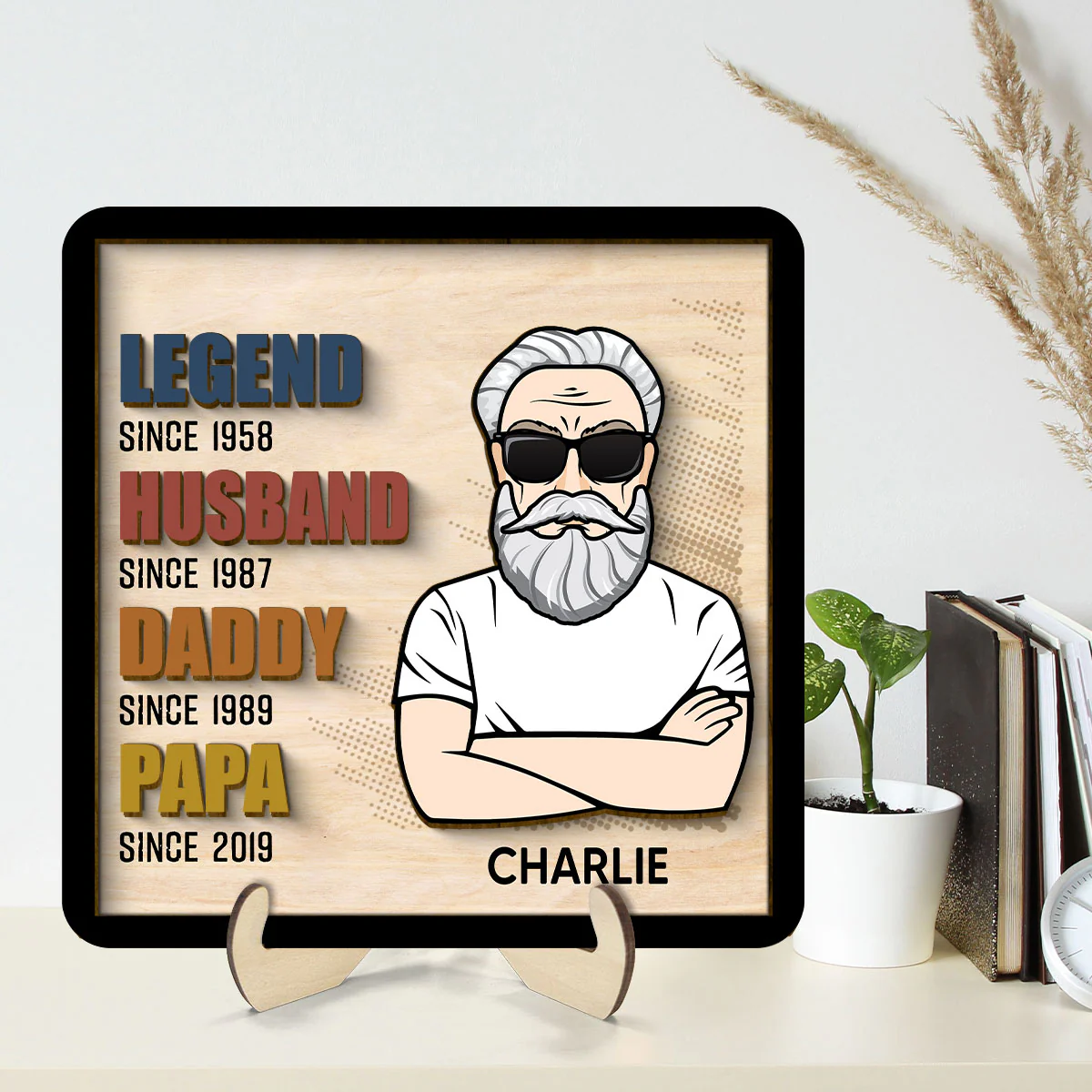 Legend Grandpa Personalized 2-Layer Wooden Plaque - Image 2