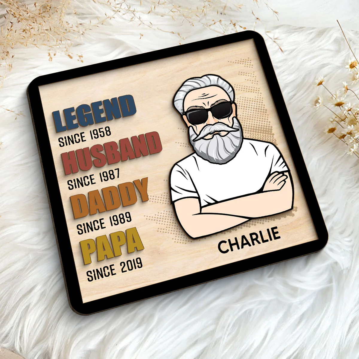 Legend Grandpa Personalized 2-Layer Wooden Plaque - Image 5