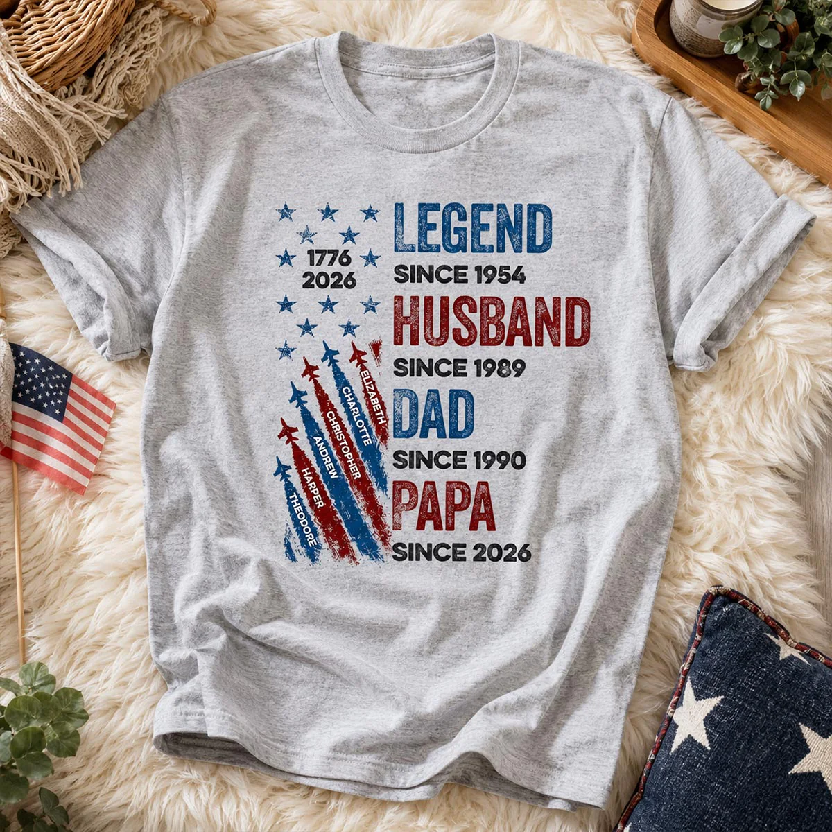 Legend Husband Dad Grandpa Custom Kid Name - Personalized Shirt - American 250th Anniversary Keepsake For Husband, Dad, Grandpa - Image 2