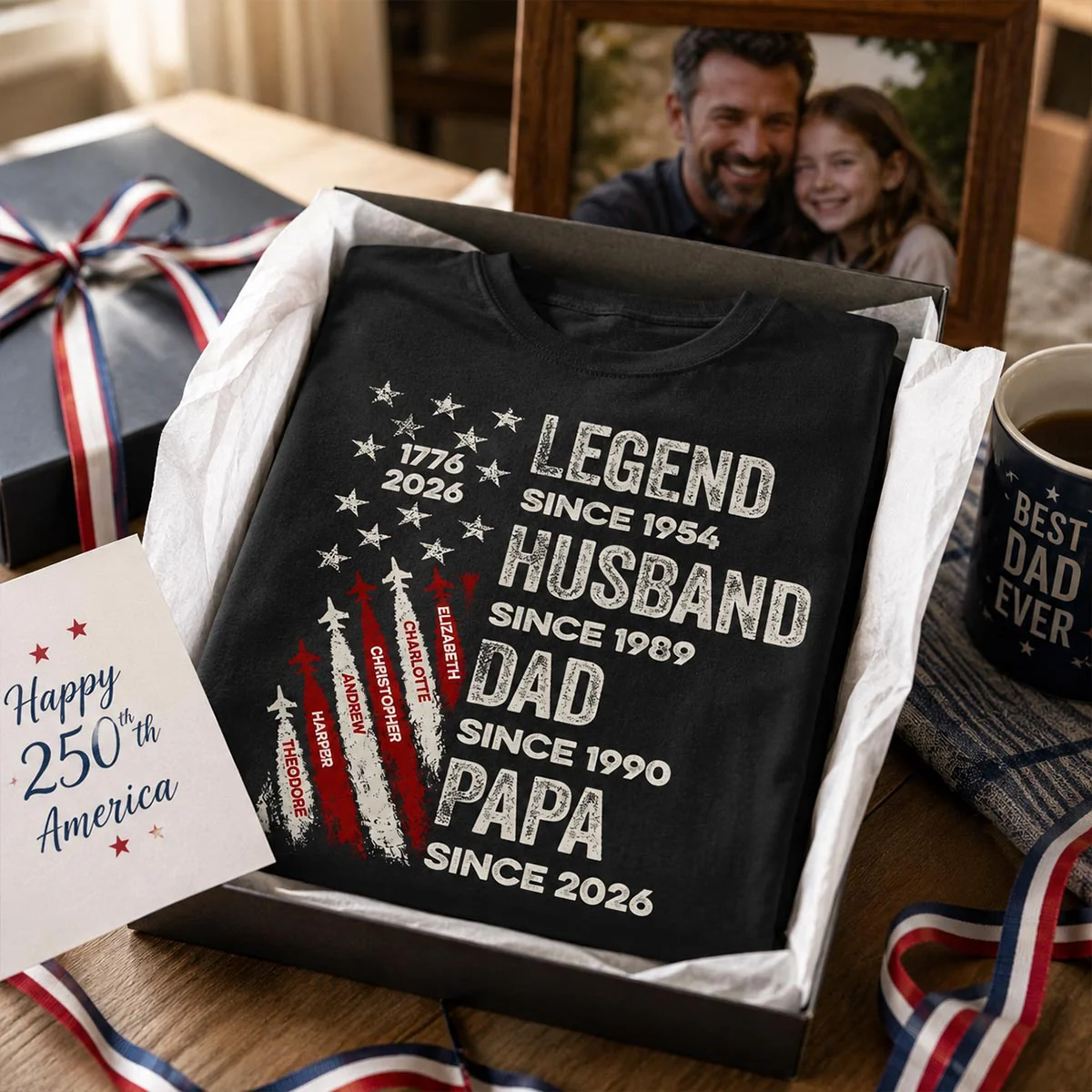 Legend Husband Dad Grandpa Kid Custom Name - Personalized Shirt - American 250th Anniversary Keepsake For Husband, Dad, Grandpa - Image 2