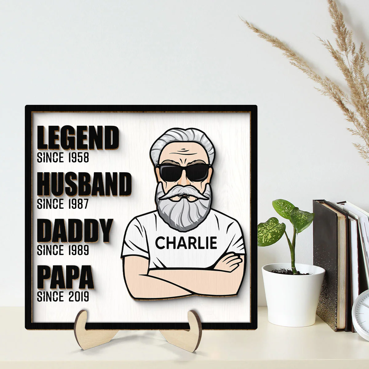 Legend Husband Dad Grandpa Personalized 2-Layer Wooden Plaque - Image 2