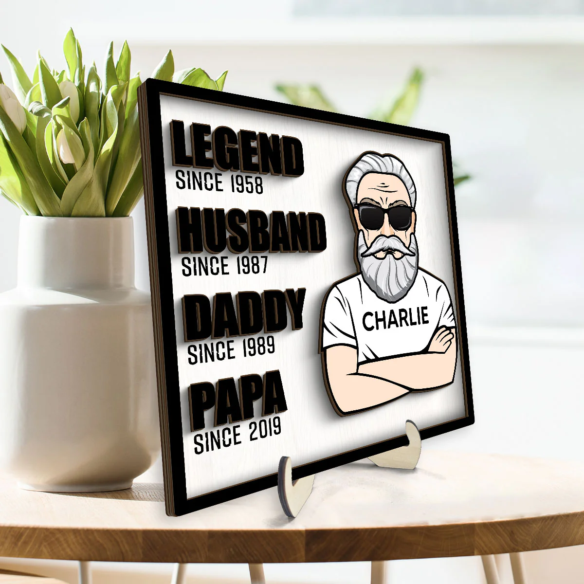 Legend Husband Dad Grandpa Personalized 2-Layer Wooden Plaque - Image 3