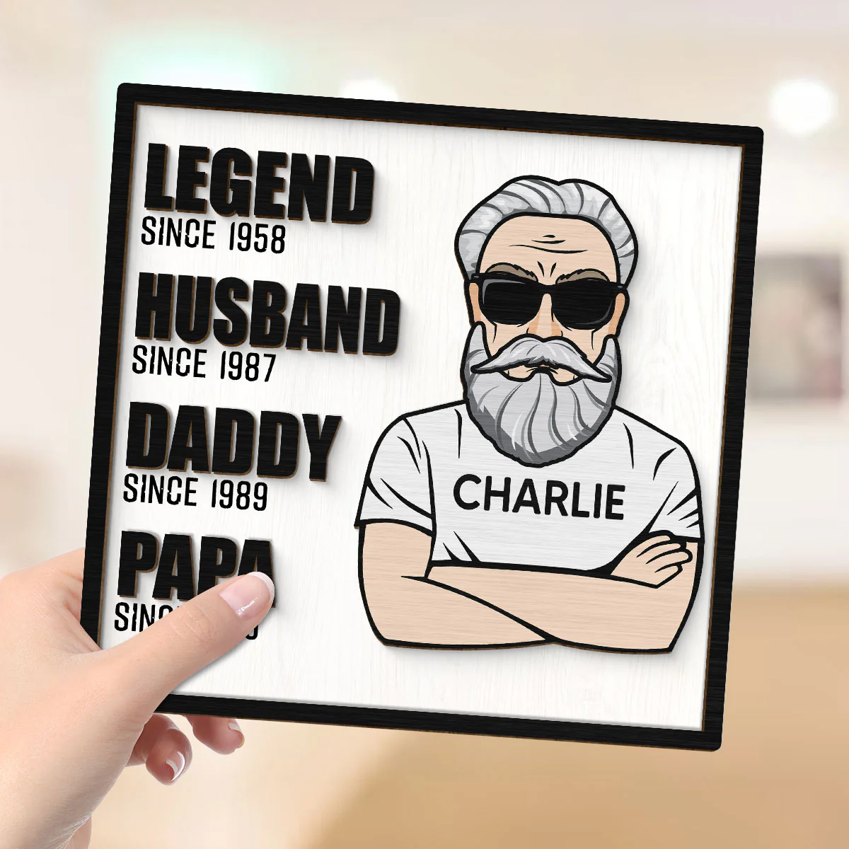 Legend Husband Dad Grandpa Personalized 2-Layer Wooden Plaque - Image 4