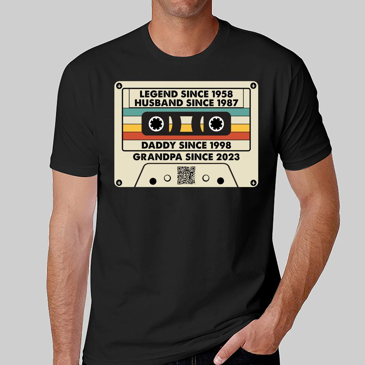 Legend Since Cassette Tape QR Code Father‘s Day Personalized Shirt - Image 2