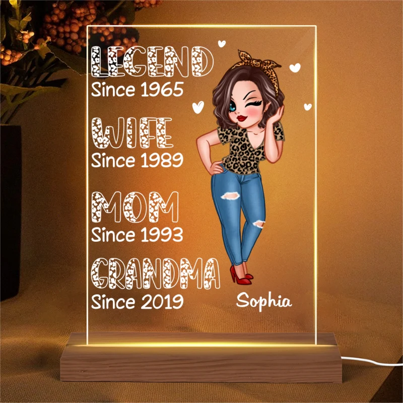 Legend Wife Mom Grandma Est Personalized Rectangle Acrylic Plaque With LED Night Light - Image 4