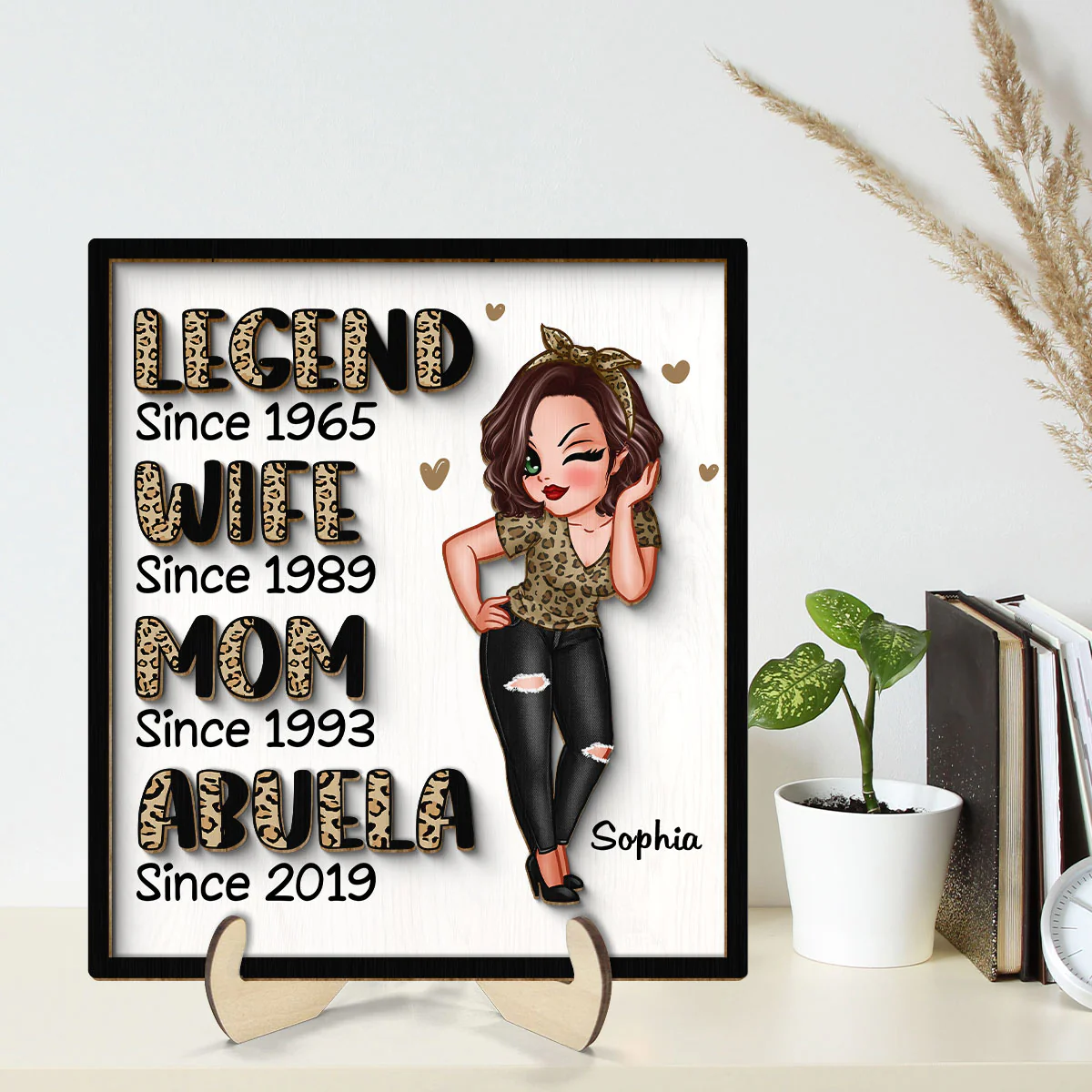 Legend Wife Mom Grandma Personalized 2-Layer Wooden Plaque - Image 2