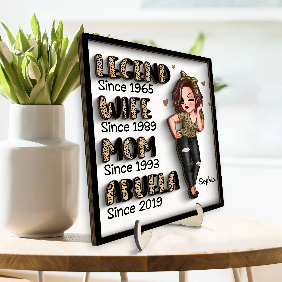 Legend Wife Mom Grandma Personalized 2-Layer Wooden Plaque - Image 3
