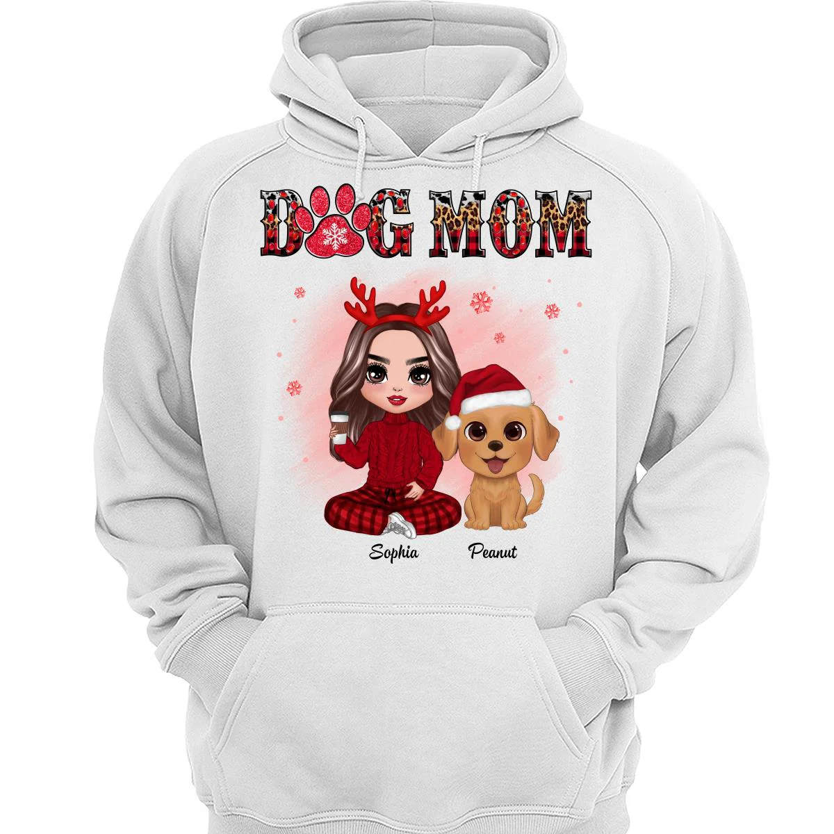 Leopard And Checkered Pattern Christmas Doll Dog Mom Watercolor Cute Dogs Personalized Shirt - Image 3