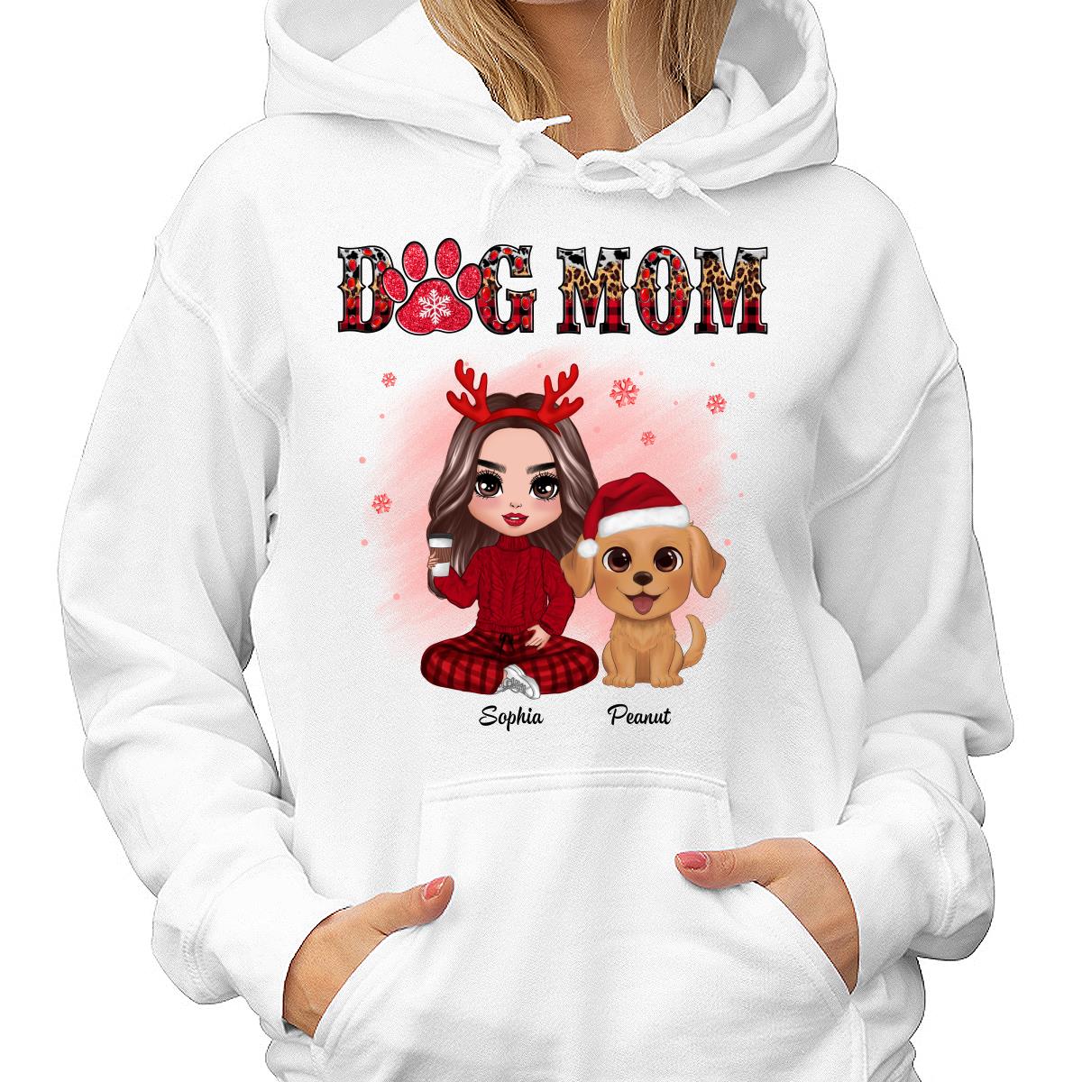 Leopard And Checkered Pattern Christmas Doll Dog Mom Watercolor Cute Dogs Personalized Shirt - Image 4