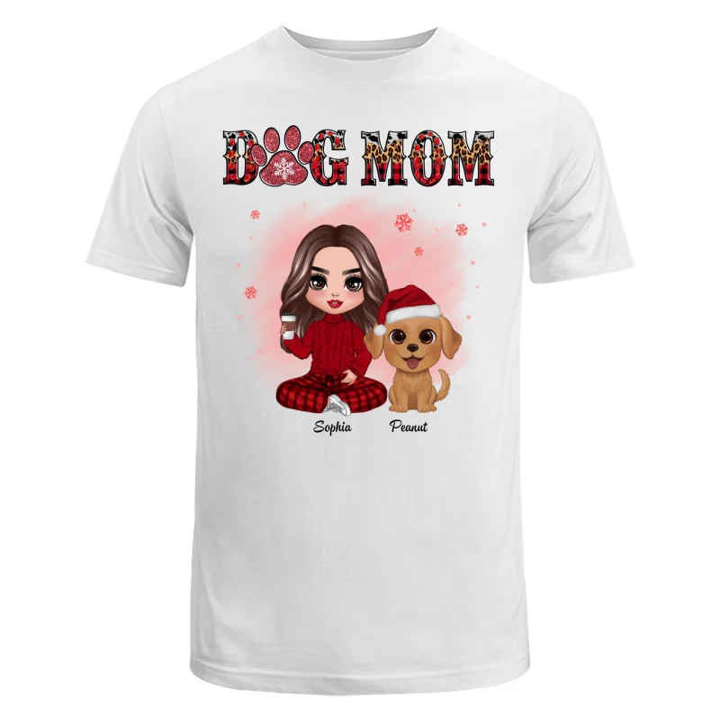 Leopard And Checkered Pattern Christmas Doll Dog Mom Watercolor Cute Dogs Personalized Shirt - Image 5