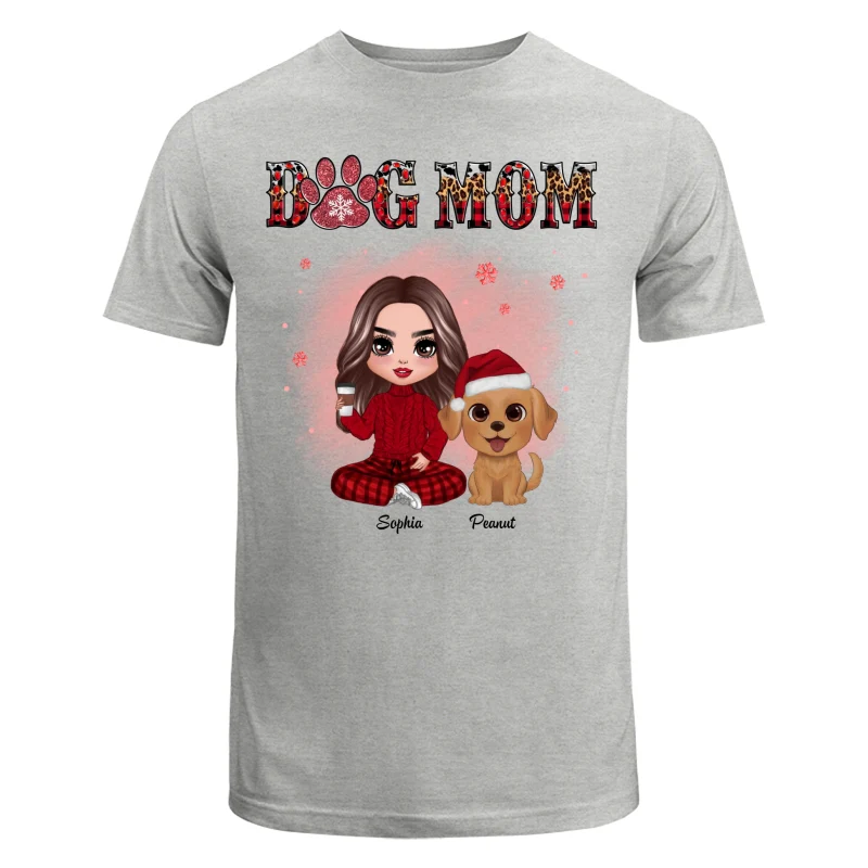 Leopard And Checkered Pattern Christmas Doll Dog Mom Watercolor Cute Dogs Personalized Shirt - Image 6