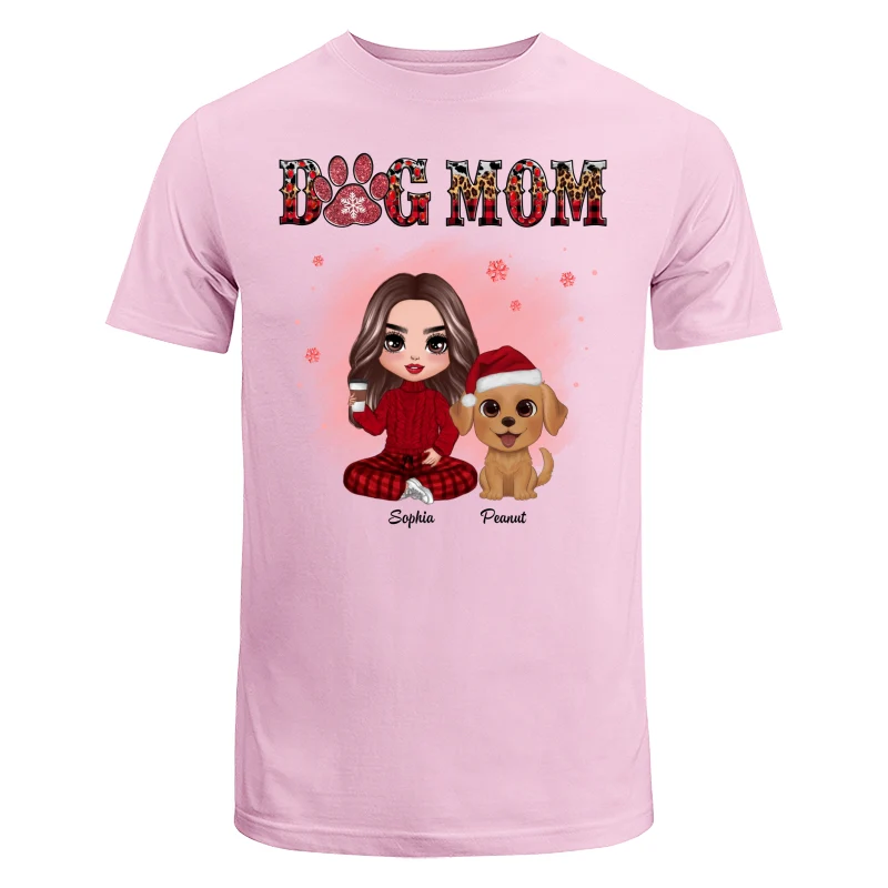 Leopard And Checkered Pattern Christmas Doll Dog Mom Watercolor Cute Dogs Personalized Shirt - Image 7