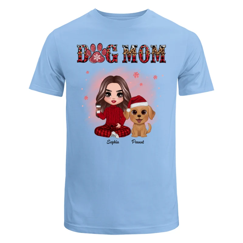 Leopard And Checkered Pattern Christmas Doll Dog Mom Watercolor Cute Dogs Personalized Shirt - Image 8