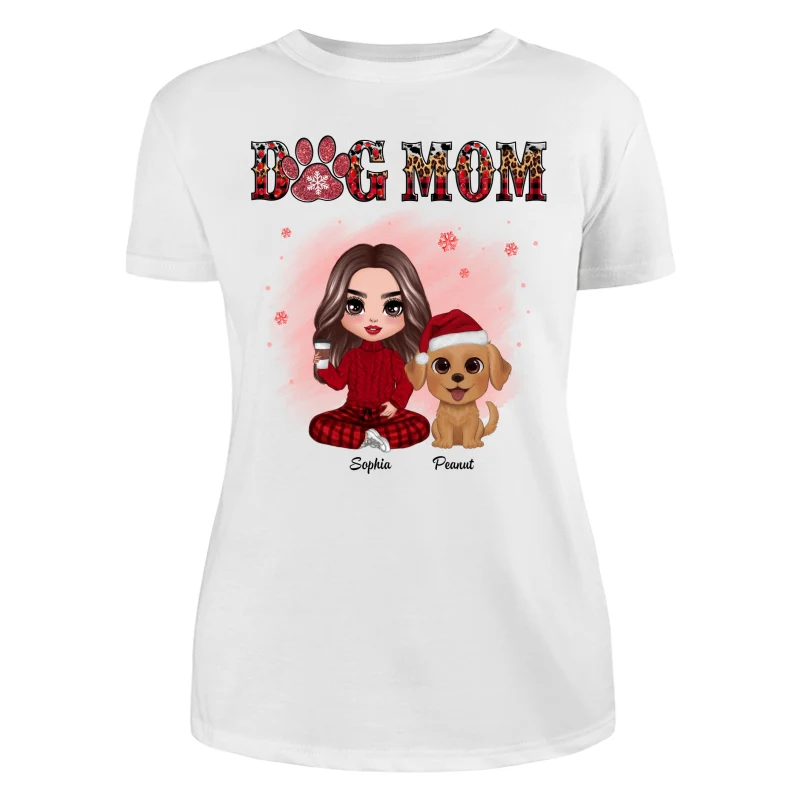 Leopard And Checkered Pattern Christmas Doll Dog Mom Watercolor Cute Dogs Personalized Shirt - Image 9