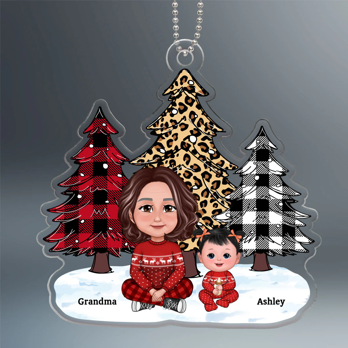 Leopard Baby's First Christmas Personalized Gift For Grandma Acrylic Ornament - Image 2