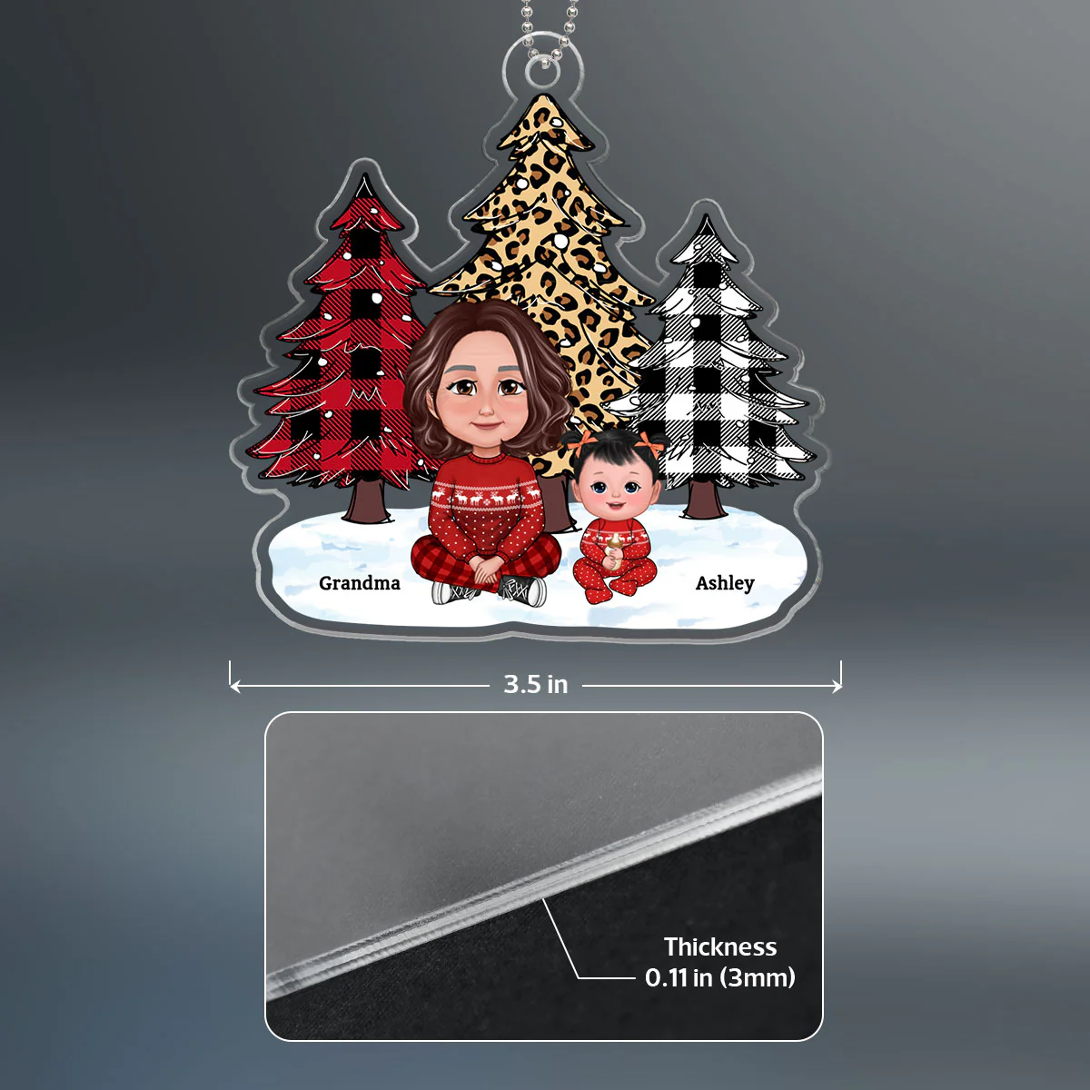 Leopard Baby's First Christmas Personalized Gift For Grandma Acrylic Ornament - Image 4