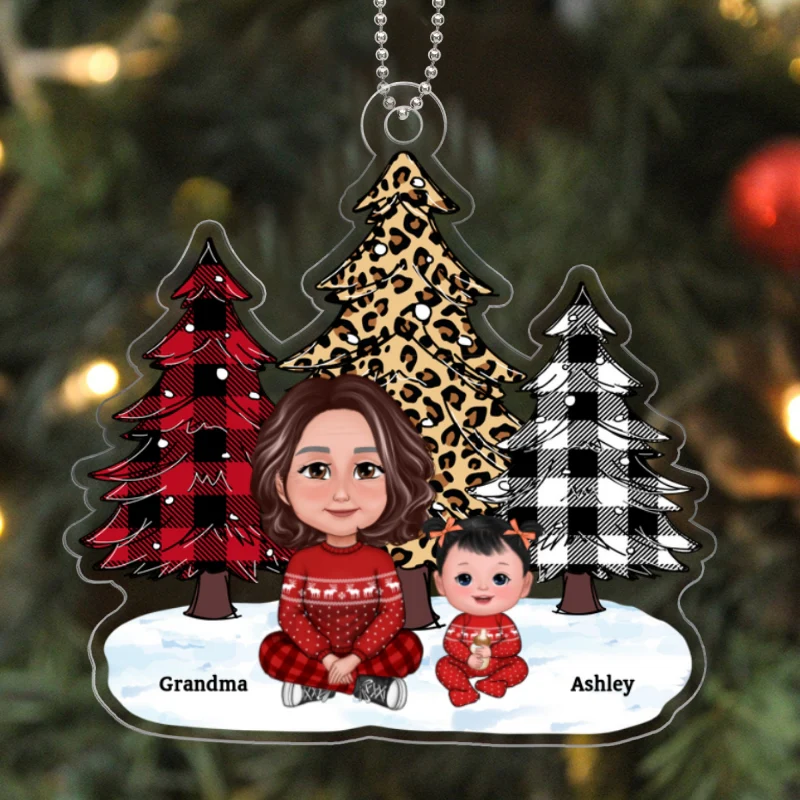 Leopard Baby's First Christmas Personalized Gift For Grandma Acrylic Ornament - Image 5