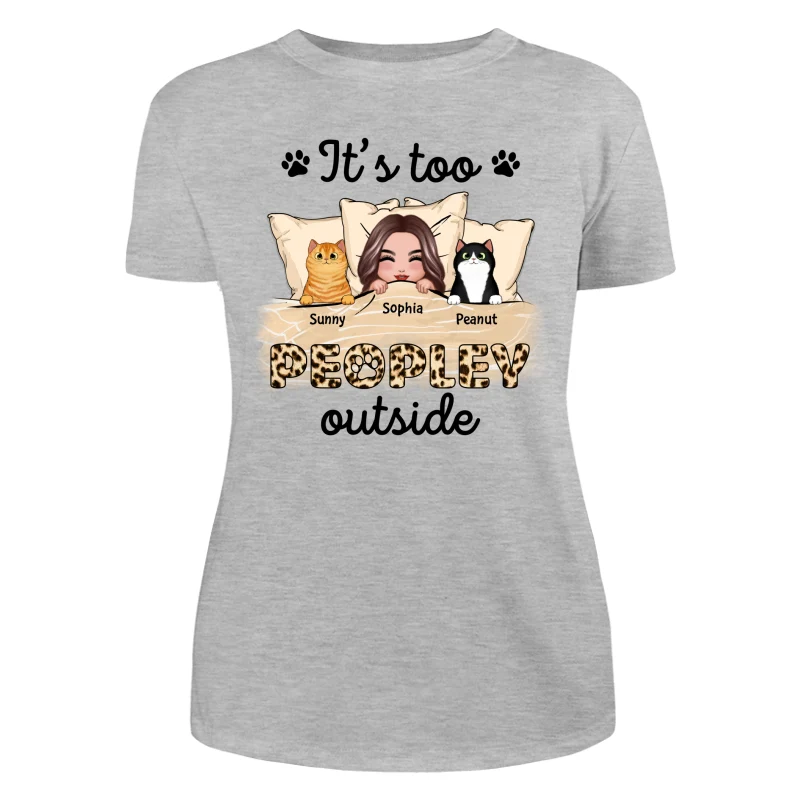 Leopard Cat Mom It‘s Too Peopley Outside Personalized Shirt - Image 10