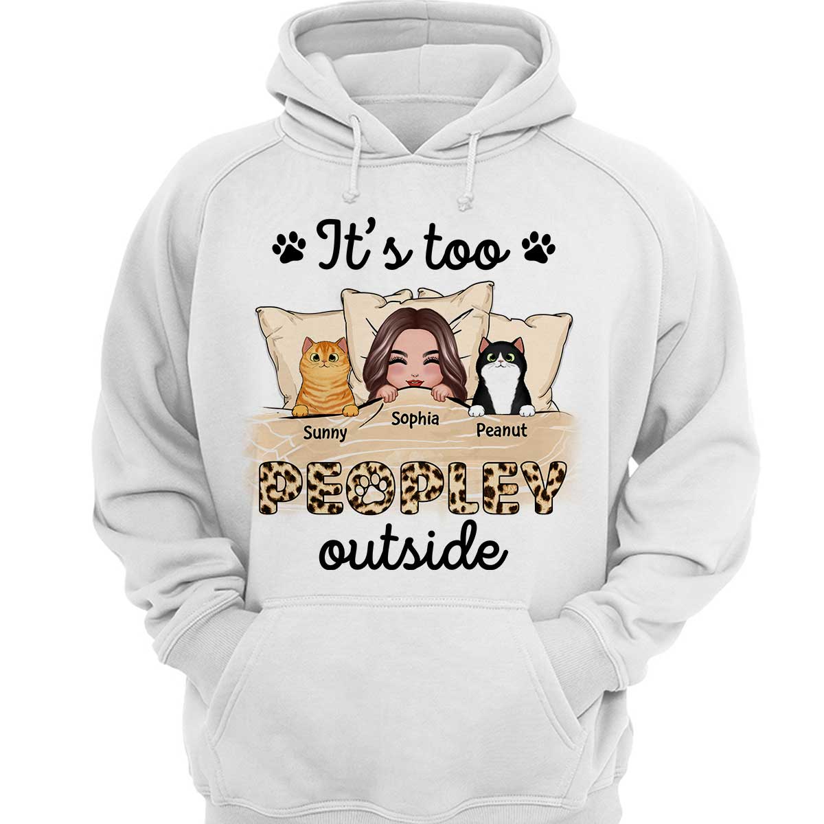 Leopard Cat Mom It‘s Too Peopley Outside Personalized Shirt - Image 3