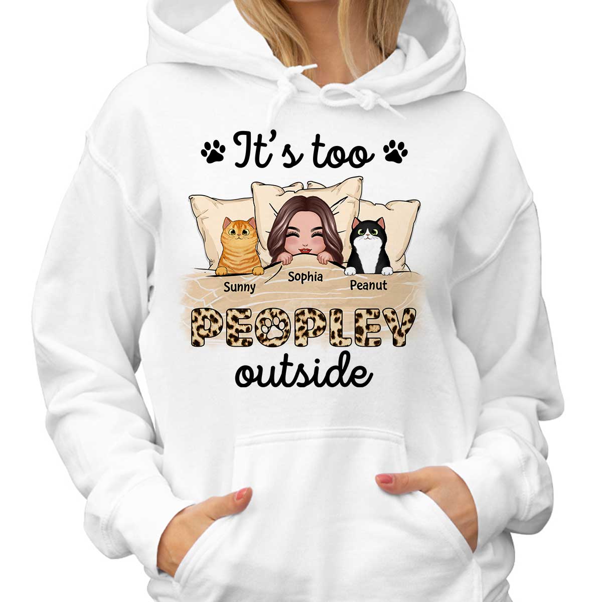 Leopard Cat Mom It‘s Too Peopley Outside Personalized Shirt - Image 4