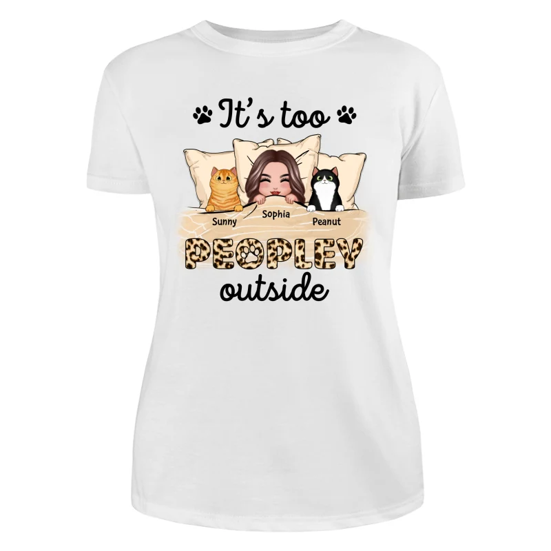 Leopard Cat Mom It‘s Too Peopley Outside Personalized Shirt - Image 9