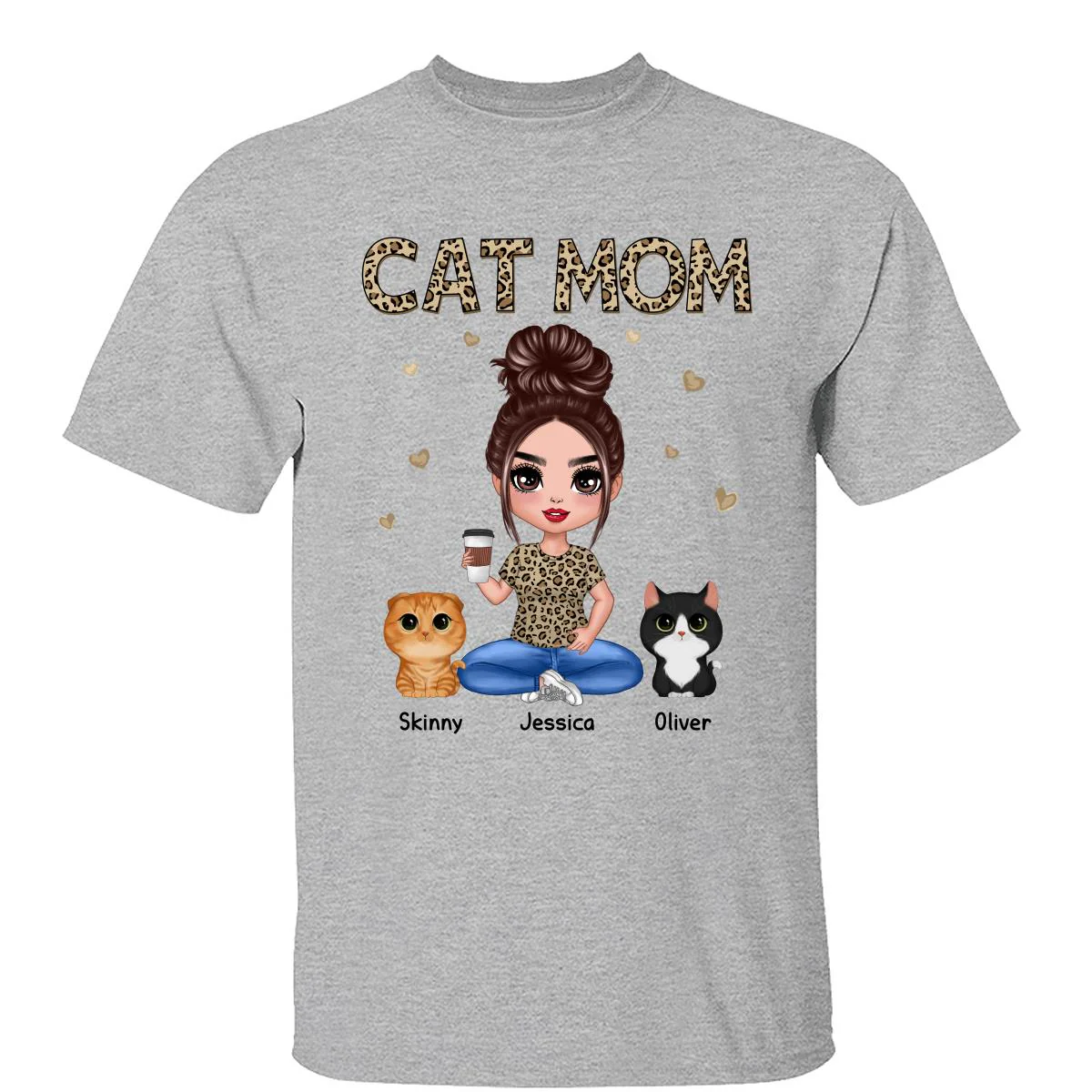 Leopard Cat Mom Watercolor Cute Cats Personalized Shirt
